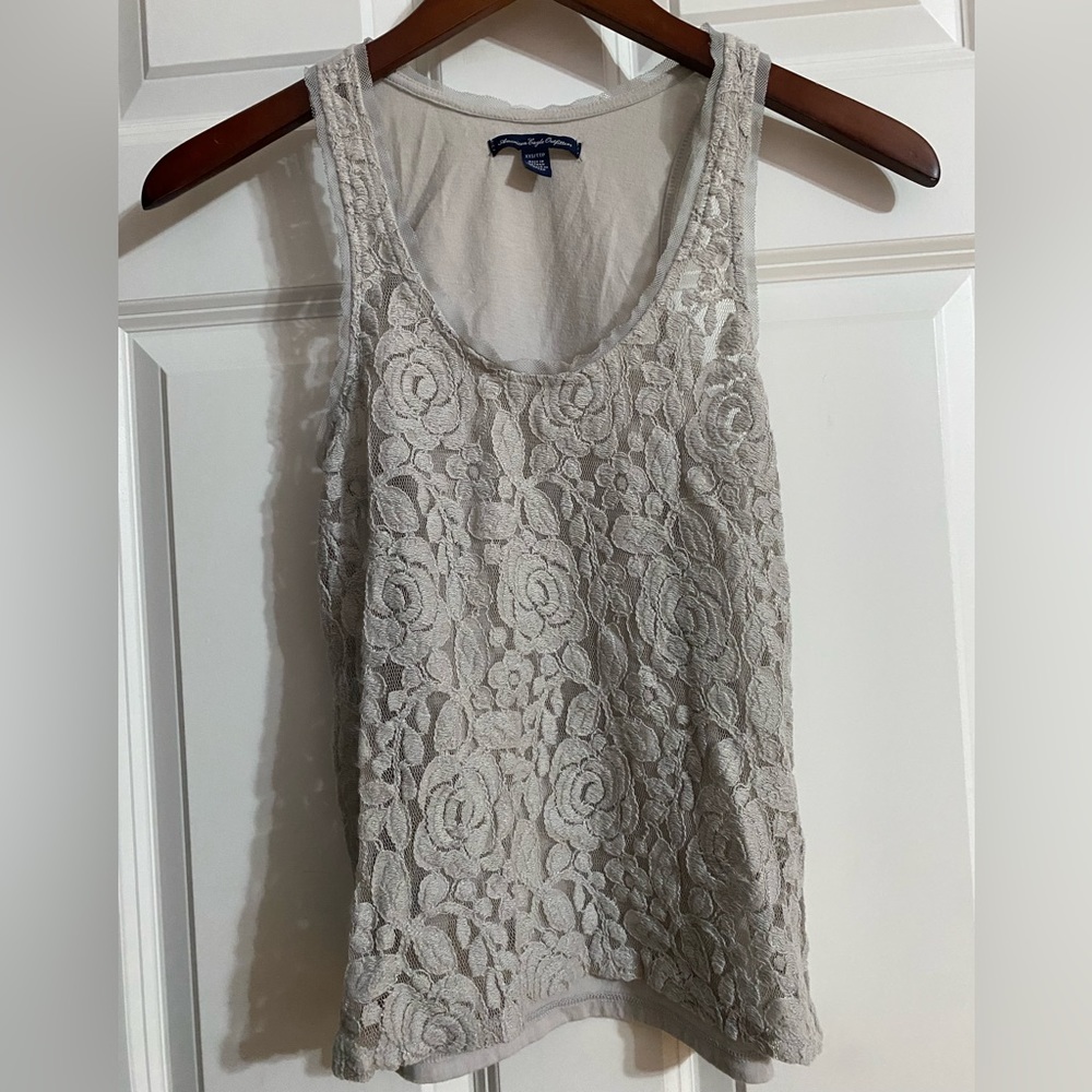 American Eagle Floral Lace Tank Top